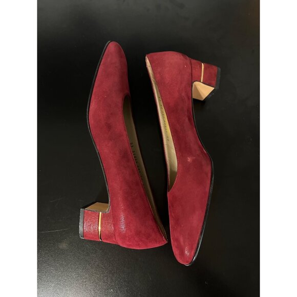 Salvatore Ferragamo Erica Suede Pump Burgundy Women’s 10 - Picture 9 of 10